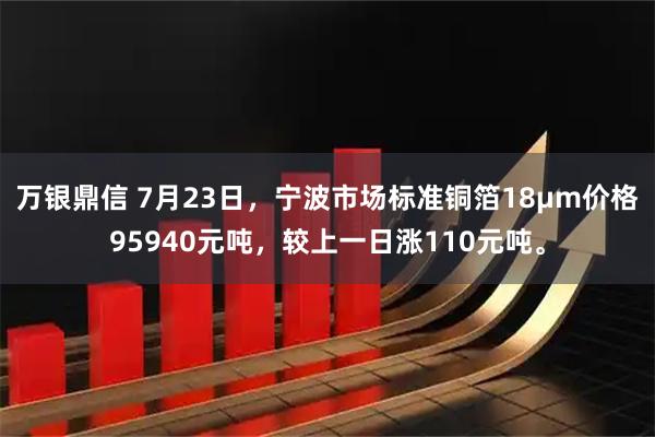 万银鼎信 7月23日，宁波市场标准铜箔18μm价格95940元吨，较上一日涨110元吨。
